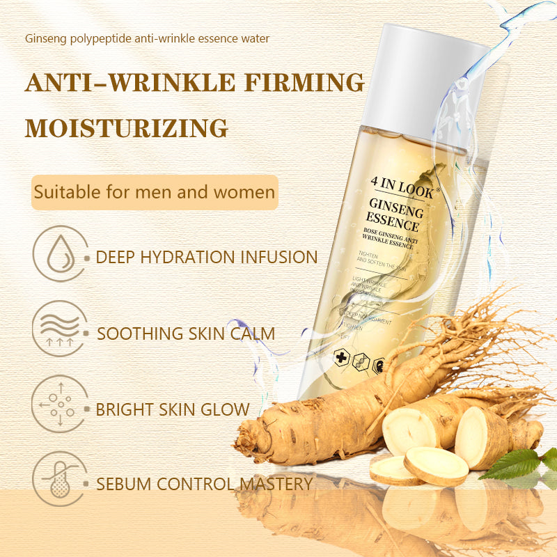 [4inlook official]Natural Ginseng Anti-Aging Hydrating Essence Water – 100% Wild Ginseng from Himalayas, Deep Moisture & Wrinkle Care for All Skin Types    Firming Skincare Serums Moisturizer Gentle