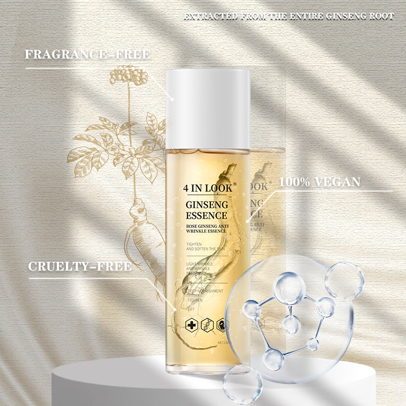 [4inlook official]Natural Ginseng Anti-Aging Hydrating Essence Water – 100% Wild Ginseng from Himalayas, Deep Moisture & Wrinkle Care for All Skin Types    Firming Skincare Serums Moisturizer Gentle